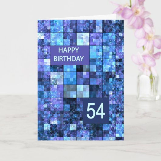 第54誕生日ブルースクウェア カード (蘭)