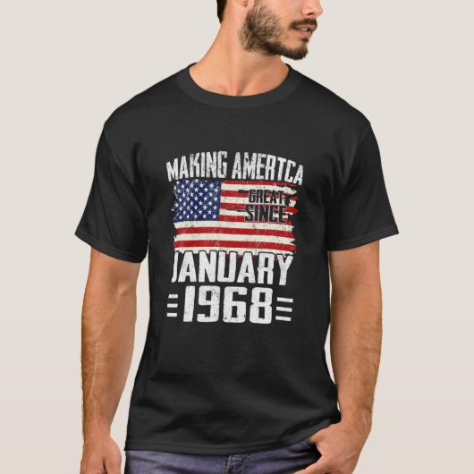 第54誕生日1968年1月54年アメリカ国旗 Tシャツ (正面)