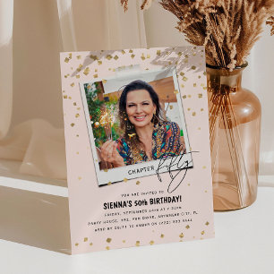 第55おもしろいモダン写真50誕生日 招待状