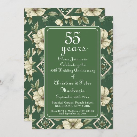 第55回エメラルドアイボリー結婚フローラ記念日 招待状 (正面/裏面)