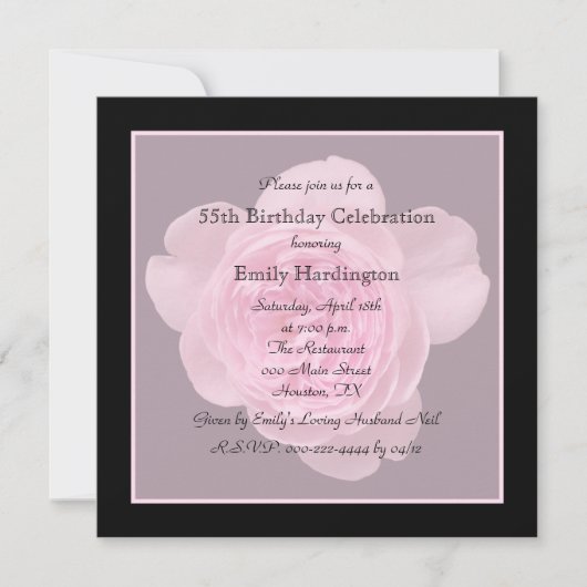 第55回バースデーパーティー招待バラ(55日) 招待状 (正面)