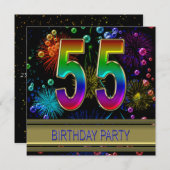 第55回バースデーパーティー招待(バブル付き) 招待状 (正面/裏面)