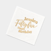 第55回バースデーパーティー25回スクリプトバラ金ゴールド 箔ナプキン (左)