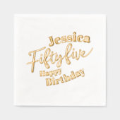 第55回バースデーパーティー25回スクリプトバラ金ゴールド 箔ナプキン (正面)