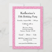 第55回バースデーパーティー,ピンク/白の数字パターン 招待状 (正面)