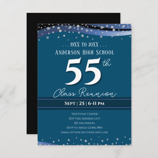 第55回同窓生の高校懇親会ブルー発表 案内状 (正面/裏面)