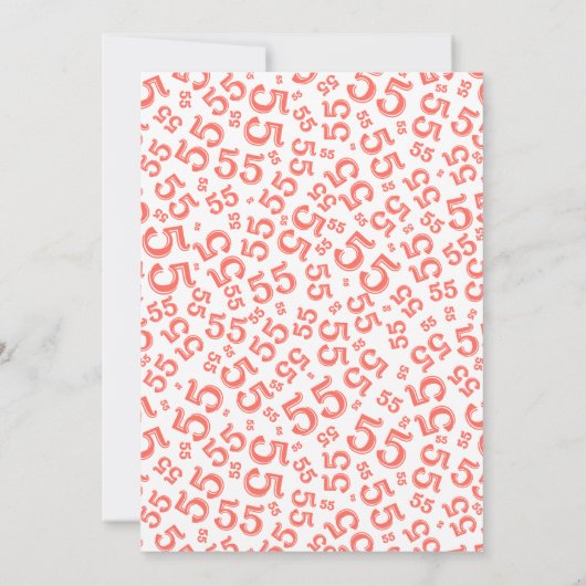 第55回誕生日パーティー珊瑚/白い数字パターン 招待状 (裏面)