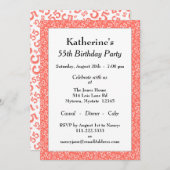 第55回誕生日パーティー珊瑚/白い数字パターン 招待状 (正面/裏面)
