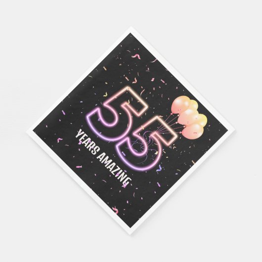 第55回誕生日パーティー風船と紙吹雪 スタンダードランチョンナプキン (角)