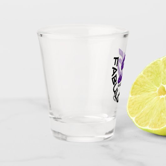 第55誕生会のお祝いの紫色のグリッター ショットグラス (左)