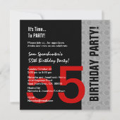 第55誕生日か年の赤い銀製の黒C846B 招待状 (正面)