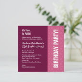 第55誕生日のモダンなワインおよびピンクパターン 招待状 (スタンド正面)