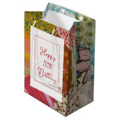 第55誕生日キルトパターン（針付） ミディアムペーパーバッグ (正面アングル)