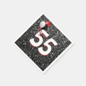 第55誕生日バルーンオンブラックグリッターナプキンス スタンダードカクテルナプキン (角)
