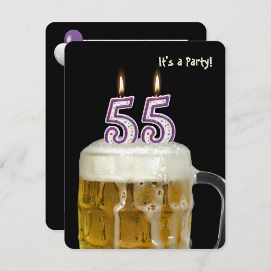 第55誕生日ビールパーティー 招待状 (正面/裏面)