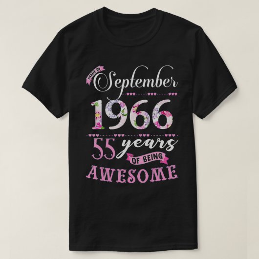 第55誕生日フローラ贈り物生まれinセプト tシャツ (デザイン正面)