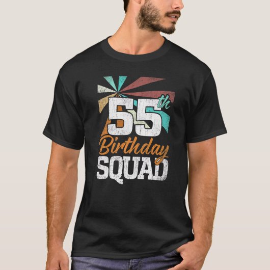 第55誕生日分隊レトロ男性女性55歳 Tシャツ (正面)