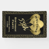 第55誕生日数Pattenの金ゴールドおよび黒を歓迎して下さい 横断幕 (横)