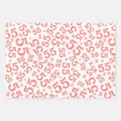 第55誕生日石炭/白色乱数パターン55 ラッピングペーパーシート (正面2)