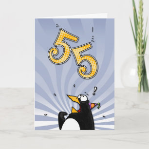 第55誕生日-ペンギンの驚きカード カード