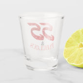 第55誕生祝いの珊瑚のグリッターの《写真》ぼけ味 ショットグラス (裏面)