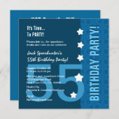 第55青くおもしろいなD845B1の誕生日のモダンな色相 招待状 (正面/裏面)