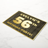 第56回バースデーパーティーはっきりした:，木目フェイク模様 箔招待状 (回転した状態)