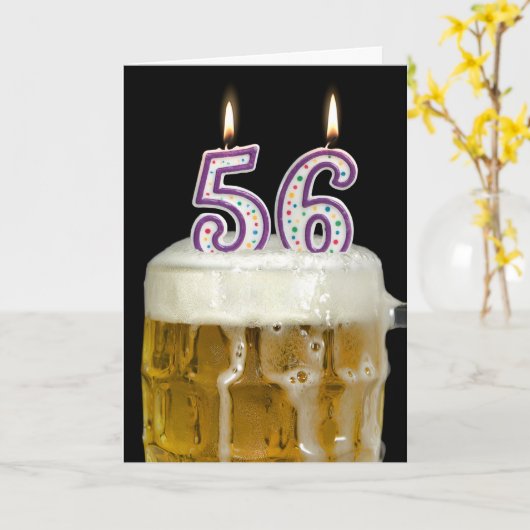 第56誕生日ビール カード (黄色い花)