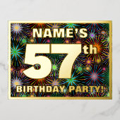 第57回バースデーはっきりしたタパーティーカラフル, Fireworks Look 箔招待状ポストカード (正面)