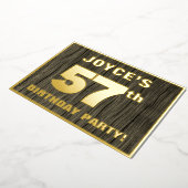 第57回バースデーパーティーはっきりした:，木目フェイク模様 箔招待状 (回転した状態)