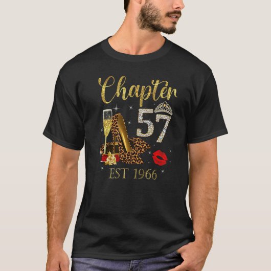 第57章EST 1966 57誕生日ワインレオパ Tシャツ (正面)