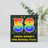 第58回バースデーパーティー：おもしろいミュージックシンボルRainbow 58 招待状 (スタンド正面)