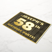 第58回誕生日パーティーはっきりした:木目フェイク模様 箔招待状 (回転した状態)