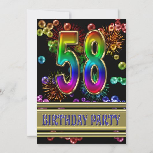 第58回誕生日パーティー招待(バブル付き) 招待状 (正面)