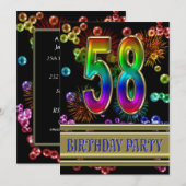 第58回誕生日パーティー招待(バブル付き) 招待状 (正面/裏面)