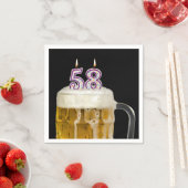 第58誕生日ビアオンブラック スタンダードカクテルナプキン (インサイチュ)