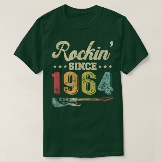 第58誕生日ヴィンテージギターロックイン1964年以来Gui Tシャツ (デザイン正面)