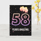 第58誕生日風船と紙吹雪 カード (黄色い花)