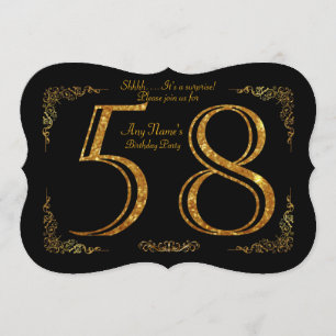 第58、誕生会第58、素晴らしいのGatsby、黒及び金ゴールド 招待状
