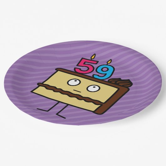 第59お誕生日ケーキ（ろうそくあり） ペーパープレート (アングル)
