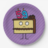 第59お誕生日ケーキ（ろうそくあり） ペーパープレート (正面)