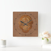 第59オルダンランスブリデントクレスト – 工具付き革の外観 スクエア壁時計 (ホーム)