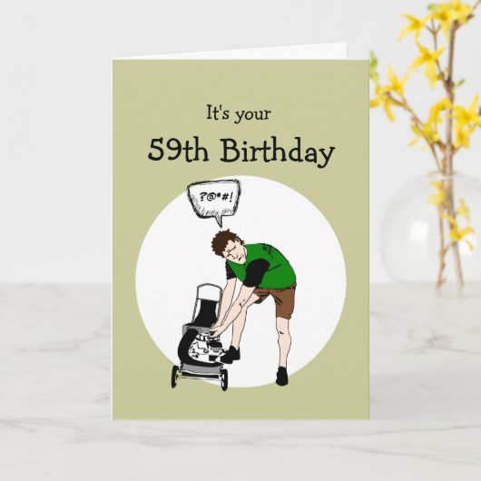 第59回第59回誕生日芝刈おもしろいり機侮辱 カード (黄色い花)