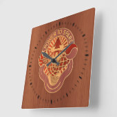 第59旅団連紋章 – 木製の象嵌 スクエア壁時計 (傾斜)