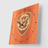 第59条旅団パッチ – オーク材インレー スクエア壁時計 (傾斜)