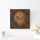 第59条旅団紋章 – ダークツーリング革 スクエア壁時計 (ホーム)