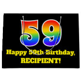 第59誕生日～おもしろいカラフル,, 鮮やか, Rainbow 59 ラージペーパーバッグ (正面)