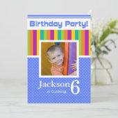 第6バースデーパーティ招待状のおもしろいのネオンの男の子 招待状 (スタンド正面)