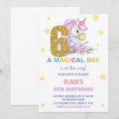 第6フローラユニコーン誕生日招待状 招待状 (正面/裏面)