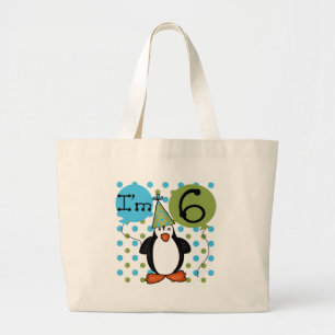 第6ペンギンの誕生日 ラージトートバッグ